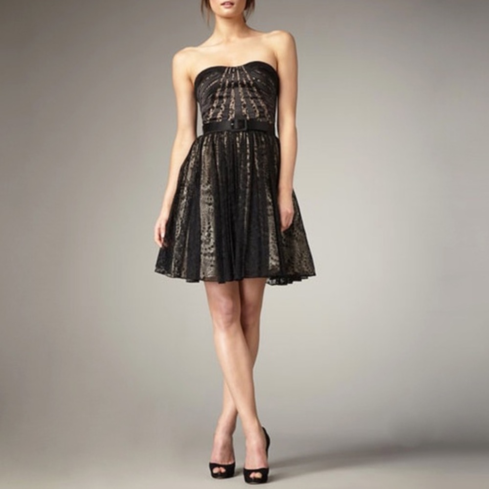 Aidan Mattox Strapless Lace Satin Glam Cocktail Dress in size 0